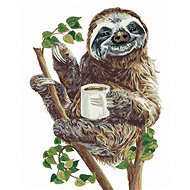 Painting by Numbers - Sloth and Coffee (Holly Simental), 80x100 cm, stretched canvas on frame - Painting by Numbers