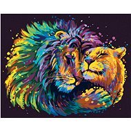 Malen nach Zahlen - Löwe und Löwin in Farben - 40 cm x 50 cm - Leinwand auf Keilrahmen - Malen nach Zahlen