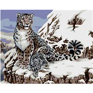 Painting by Numbers - Snow Leopard with Cub (Howard Robinson), 80x100 cm, stretched canvas on frame - Painting by Numbers