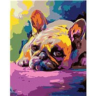 Malen nach Zahlen - Liegende Bulldogge, 40x50 cm, Leinwand auf Keilrahmen - Malen nach Zahlen