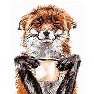 Painting by Numbers - Fox and Coffee (Holly Simental), 80x100 cm, stretched canvas on frame - Painting by Numbers