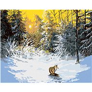 Painting by Numbers - Fox in a snowy forest, 80x100 cm, stretched canvas on frame - Painting by Numbers
