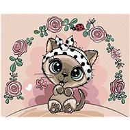 Painting by Numbers - Small Cat with Flowers, 80x100 cm, stretched canvas on frame - Painting by Numbers