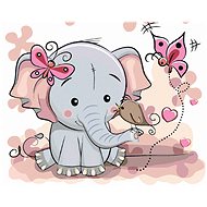 Painting by Numbers - Small Elephant with Butterflies, 80x100 cm, without frame and without switchin - Painting by Numbers