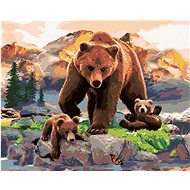 Painting by Numbers - Bear Cubs and Cubs by a Stream (Howard Robinson), 80x100 cm, stretched canvas  - Painting by Numbers