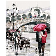 Painting by Numbers - Lovers with an Umbrella by the Bridge (Richard Macneil), 80x100 cm, stretched  - Painting by Numbers
