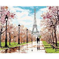 Painting by Numbers - Lovers in the Park by the Eiffel Tower (Richard Macneil), 80x100 cm, off canva - Painting by Numbers