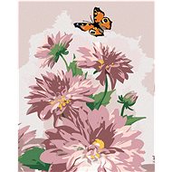 Painting by Numbers - Butterfly and Pink Dahlias (Howard Robinson), 40x50 cm, stretched canvas on fr - Painting by Numbers