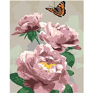 Painting by Numbers - Butterfly and Pink Roses (Howard Robinson), 40x50 cm, stretched canvas on fram - Painting by Numbers