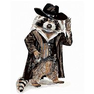 Painting by Numbers - Cowboy Raccoon (Holly Simental), 40x50 cm, stretched canvas on frame - Painting by Numbers