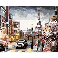 Painting by Numbers - Paris and People on the Street, 40x50 cm, stretched canvas on frame - Painting by Numbers
