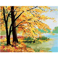 Painting by Numbers - Autumn Forest by the Lake, 40x50 cm, stretched canvas on frame - Painting by Numbers