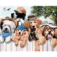 Painting by numbers - Dogs on a trip in nature (Howard Robinson), 80x100 cm, stretched canvas on fra - Painting by Numbers