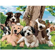 Painting by Numbers - Dogs by a Tree in a Meadow (Howard Robinson), 80x100 cm, stretched canvas on f - Painting by Numbers