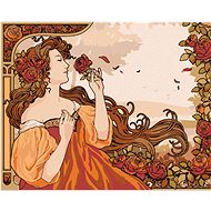 Painting by Numbers - Reproduction of Woman and Rose (Alfons Mucha), 80x100 cm, stretched canvas on  - Painting by Numbers