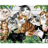 Painting by Numbers - Multicoloured Cats Outside the House (Howard Robinson), 80x100 cm, stretched c - Painting by Numbers