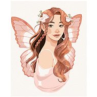 Painting by Numbers - Pink Woman with Butterfly Wings, 80x100 cm, stretched canvas on frame - Painting by Numbers