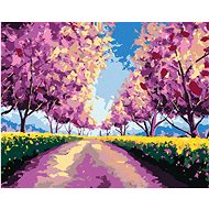 Painting by Numbers - Sakuras on a Field Road, 80x100 cm, stretched canvas on frame - Painting by Numbers