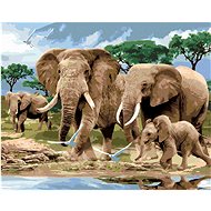 Painting by Numbers - Elephants on the Savannah (Howard Robinson), 80x100 cm, stretched canvas on fr - Painting by Numbers