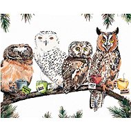 Painting by Numbers - Owls with Tea (Holly Simental), 80x100 cm, stretched canvas on frame - Painting by Numbers
