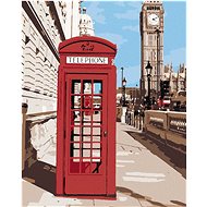 Painting by Numbers - Telephone Box in London, 80x100 cm, stretched canvas on frame - Painting by Numbers