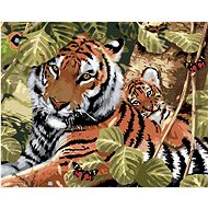 Painting by Numbers - Tiger and Cub Among the Leaves (Howard Robinson), 80x100 cm, stretched canvas  - Painting by Numbers
