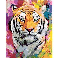 Painting by numbers - Tiger in colours, 80x100 cm, stretched canvas on frame - Painting by Numbers