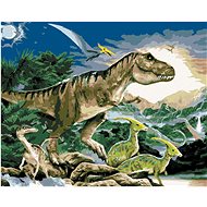 Painting by numbers - Tyrannosaurus king of dinosaurs (Howard Robinson), 40x50 cm, off canvas on r - Painting by Numbers