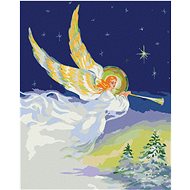 Painting by numbers - Christmas angel with golden wings, 40x50 cm, stretched canvas on frame - Painting by Numbers