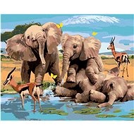 Painting by Numbers - Merry Elephants and Gazelles by the Water (Howard Robinson), 40x50 cm, stretch - Painting by Numbers