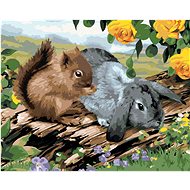 Painting by Numbers - Squirrel and Rabbit on a Stump (Howard Robinson), 40x50 cm, stretched canvas o - Painting by Numbers
