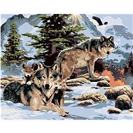 Painting by Numbers - Wolf Pack in the Mountains (Howard Robinson), 40x50 cm, stretched canvas on fr - Painting by Numbers
