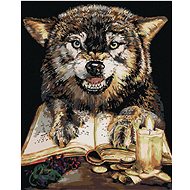 Painting by Numbers - Wolf with a Book (Holly Simental), 40x50 cm, stretched canvas on frame - Painting by Numbers