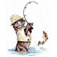 Painting by Numbers - Otter Fisherman (Holly Simental), 40x50 cm, stretched canvas on frame - Painting by Numbers