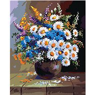 Painting by Numbers - Still life vase and flowers, 80x100 cm, stretched canvas on frame - Painting by Numbers