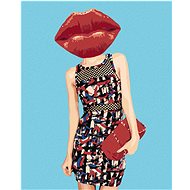 Painting by Numbers - Woman and Red Lips, 40x50 cm, stretched canvas on frame - Painting by Numbers