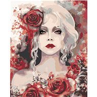 Maľovanie podľa čísel – Žena s červenými ružami, 40 × 50 cm, napnuté plátno na rám - Maľovanie podľa čísel