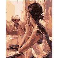 Malen nach Zahlen - Frau mit einem Glas Wein, 40x50 cm, Leinwand auf Keilrahmen - Malen nach Zahlen