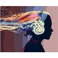 Painting by Numbers - Woman with Headphones, 40x50 cm, stretched canvas on frame - Painting by Numbers