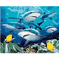 Painting by Numbers - Sharks and Coral Reef (Howard Robinson), 40x50 cm, stretched canvas on frame - Painting by Numbers
