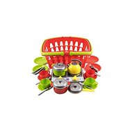 Teddies Shopping cart + cookware set with cooker - Toy Kitchen Utensils