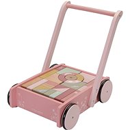 Trolley with wooden cubes Pink Flowers - Wooden Blocks