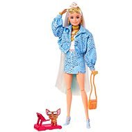 Barbie Extra - Mintás kék szoknya kabáttal - Játékbaba
