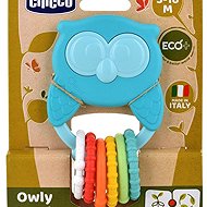 CHICCO Eco+ Owly Owl Rattle with Sensory Rings 3 m+ - Baby Teether