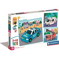 Clementoni Puzzle Emergency Vehicles 3 × 48 Pieces - Jigsaw Puzzle