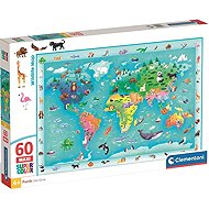 CLEMENTONI Puzzle with image search World map with animals MAXI 60 pieces - Jigsaw Puzzle