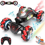 Fosgoit RC stunt car 1:18 with LED smoke effect and manual control, black - Remote Control Car