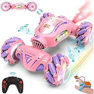 Fosgoit RC stunt car 1:18 with LED smoke effect and manual control, pink - Remote Control Car