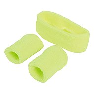 GUIRCA Retro set of sweatbands with headband neon yellow - Costume Accessory