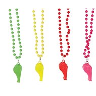 GUIRCA Retro neon necklaces with whistle 4 pcs - Costume Accessory